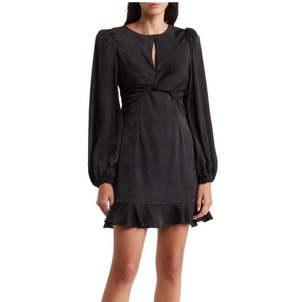 Astr Purple Sheath Dress with Bishop Sleeves